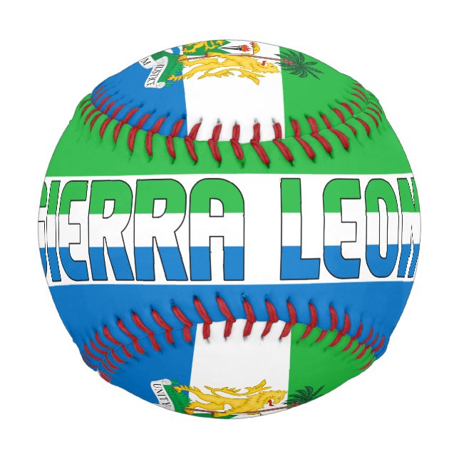 Pelota De Béisbol Bandera de Sierra Leona y Patriótico del Escudo de (Anverso)