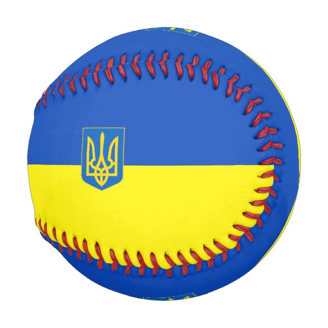 Pelota De Béisbol Bandera de Ucrania Escudo de armas (Reverso Izquierdo)