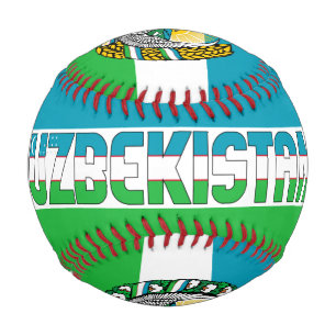 Pelota De Béisbol Bandera de Uzbekistán y Patriótico del Escudo de A