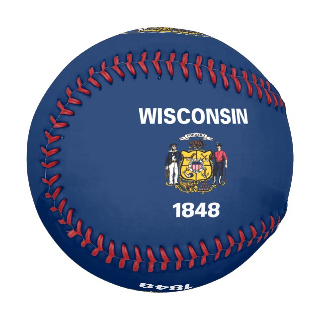 Pelota De Béisbol Bandera de Wisconsin (Anverso izquierdo)