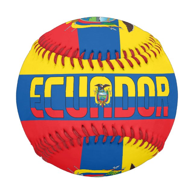 Pelota De Béisbol Bandera del Ecuador y Patriótico del Escudo de Arm (Anverso)