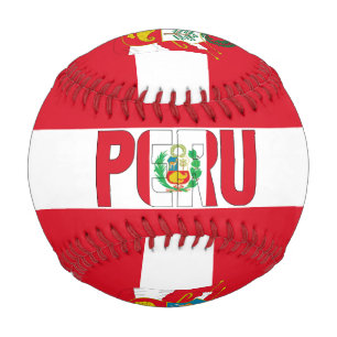 Pelota De Béisbol Bandera del Perú y Patriótico del Escudo de Armas