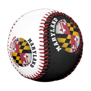 PELOTA DE BÉISBOL BANDERA ESTATAL DE LA LÍNEA ANTIGUA DE MARYLAND
