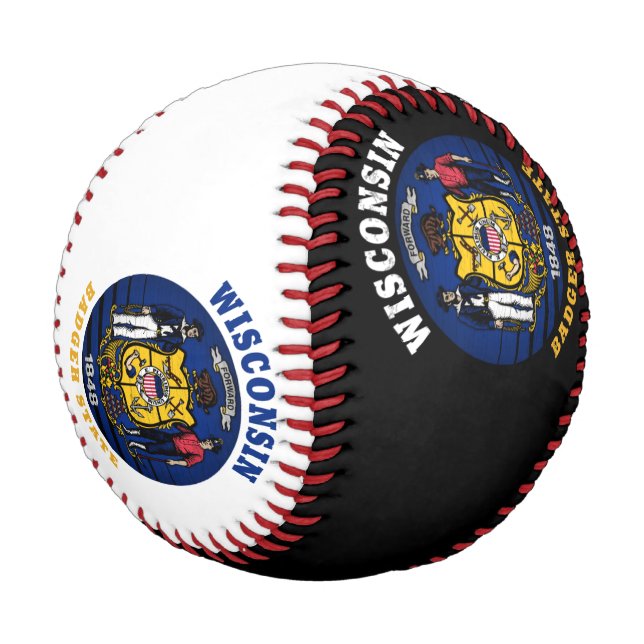 PELOTA DE BÉISBOL BANDERA ESTATAL DE WISCONSIN BADGER (Angular)