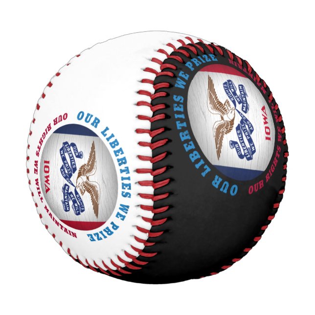 PELOTA DE BÉISBOL BANDERA ESTATAL IOWA HAWKEYE (Angular)