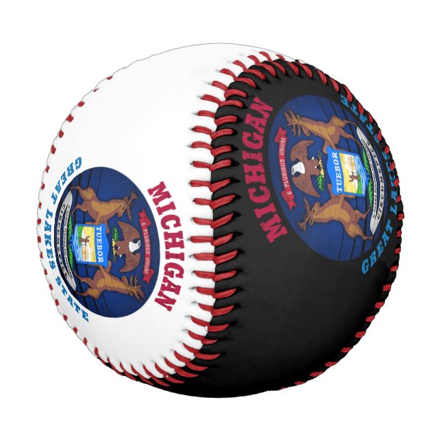 PELOTA DE BÉISBOL BANDERA ESTATAL MICHIGAN GREAT LAKES (Angular)