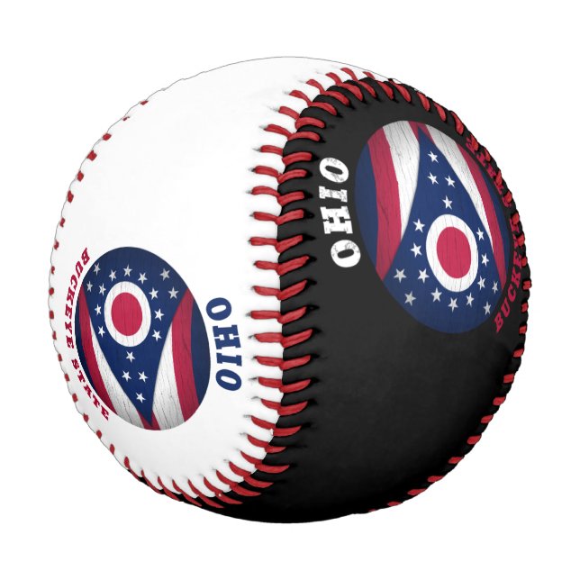 PELOTA DE BÉISBOL BANDERA ESTATAL OHIO BUCKEYE (Angular)