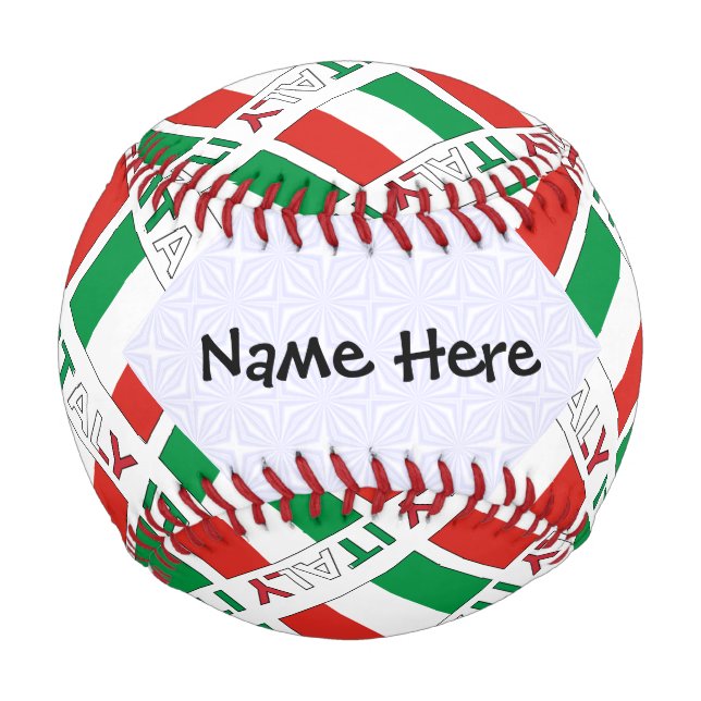 Pelota De Béisbol Bandera italiana cubierta con tu nombre (Anverso)