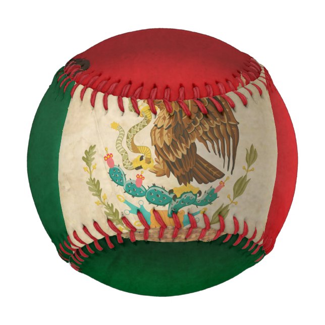 Pelota De Béisbol Bandera ondulada de México (Anverso)