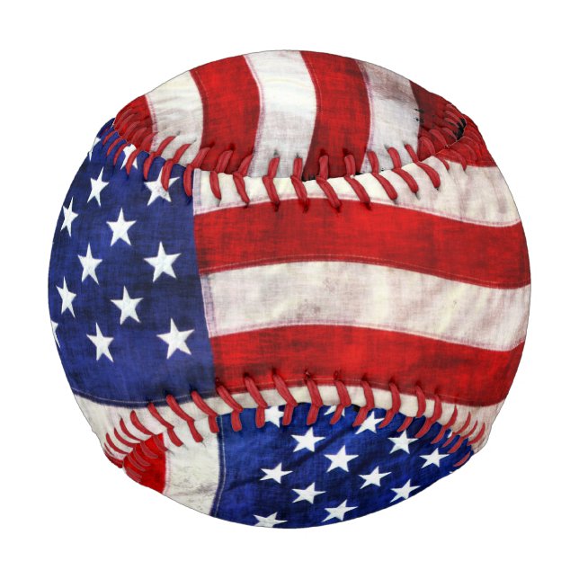 Pelota De Béisbol Bandera Patriótica de Estados Unidos (Anverso)