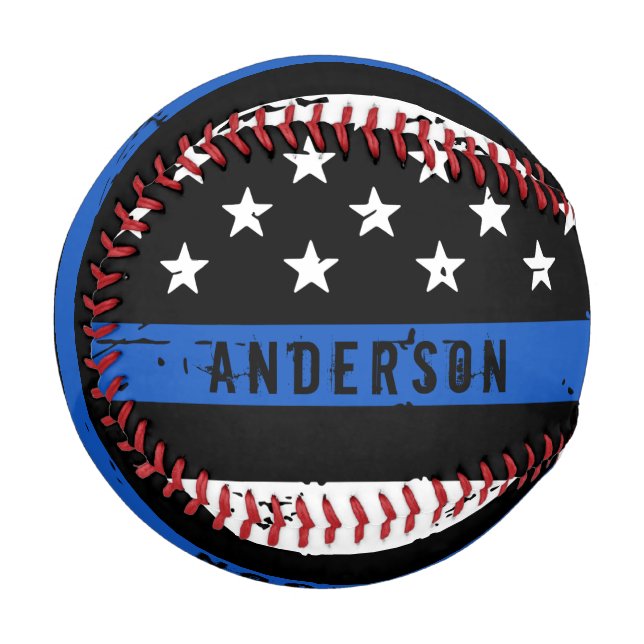 Pelota De Béisbol Bandera policial personalizada Línea Azul delgada (Anverso izquierdo)