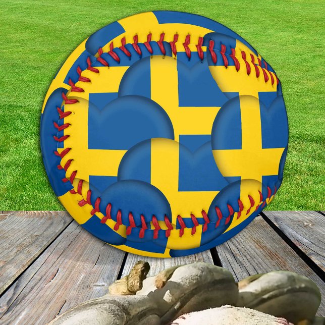 Pelota De Béisbol Bandera sueca, corazón - Baseballs, amor Suecia (Subido por el creador)