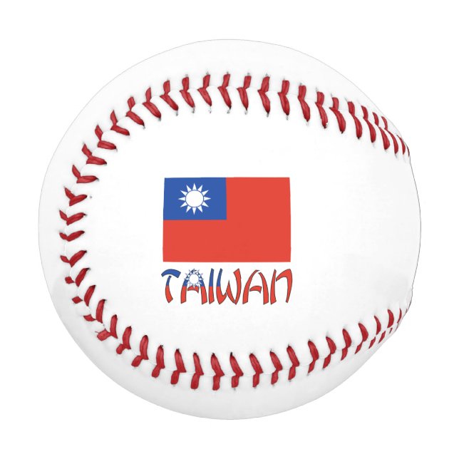 Pelota De Béisbol Bandera taiwanesa con tu nombre (Anverso izquierdo)
