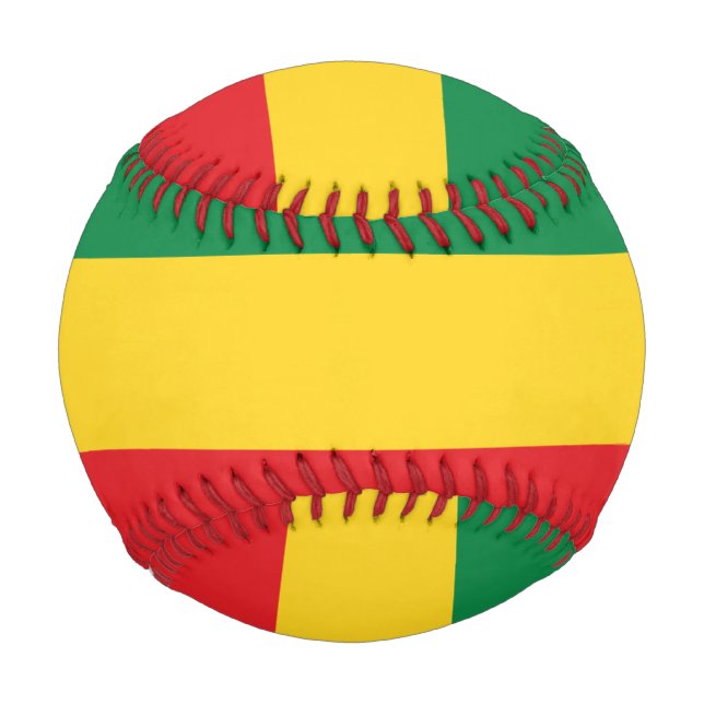 Pelota De Béisbol Bandera verde, dorada (amarilla) y de colores rojo (Anverso)