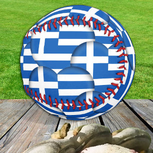 Pelota De Béisbol Bandera y corazones griegos - Grecia del béisbol/