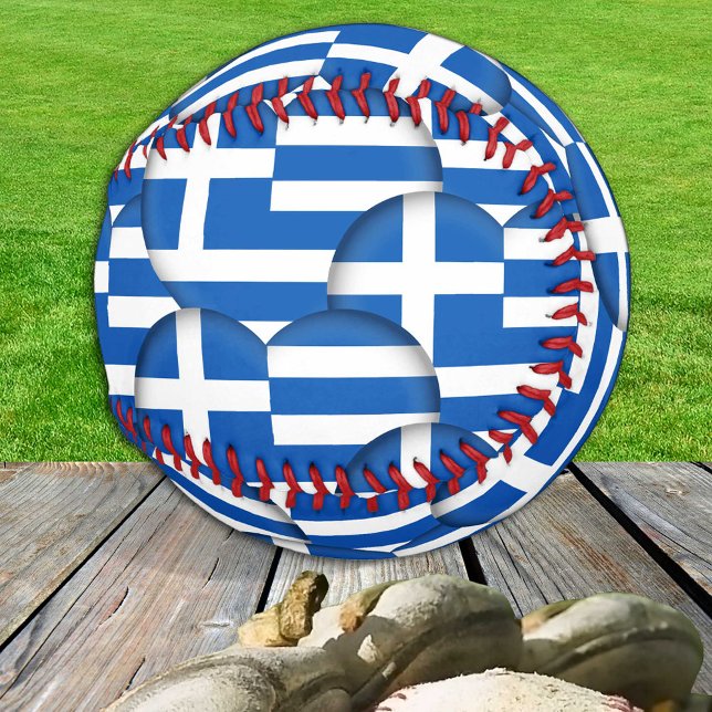 Pelota De Béisbol Bandera y corazones griegos - Grecia del béisbol/d (Subido por el creador)