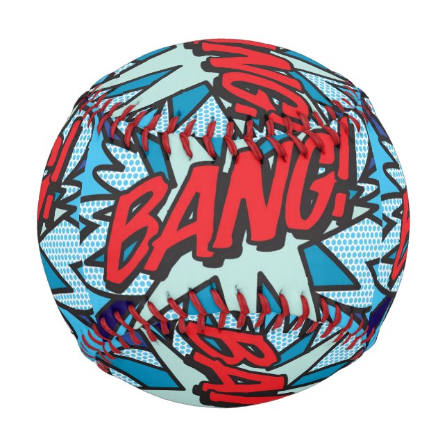 Pelota De Béisbol BANG Fun Retro Libro Pop Art (Anverso)