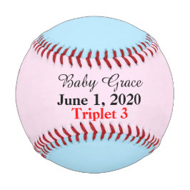Pelota De Béisbol Bebé Chica Triplet Pink Blue Birats Stats