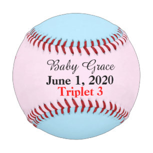 Pelota De Béisbol Bebé Chica Triplet Pink Blue Birats Stats