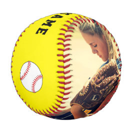 Pelota De Béisbol Béisbol amarillo con número de nombre de equipo Fo