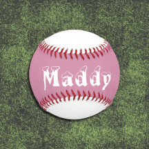 Béisbol chica personalizado rosa y blanco