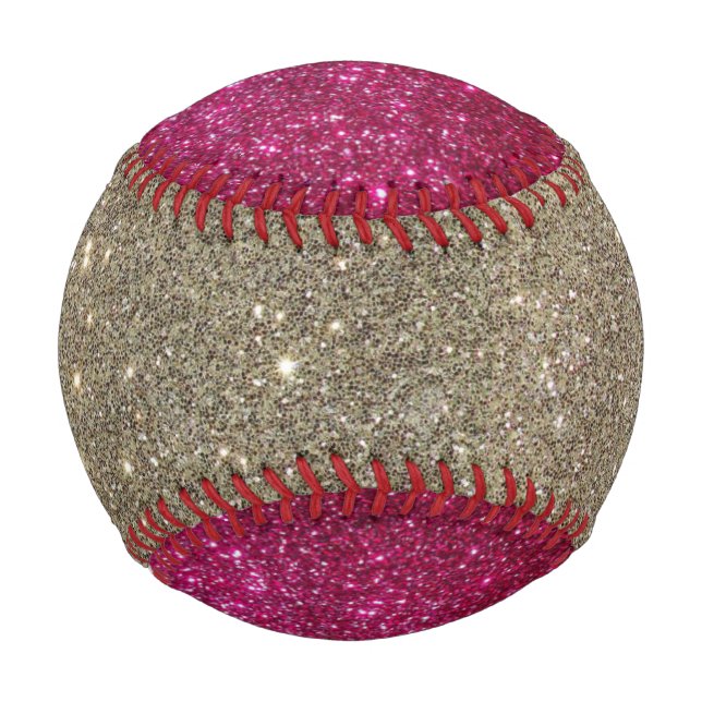 Pelota De Béisbol Béisbol de Chicas de esparkles rosados y dorados (Reverso)