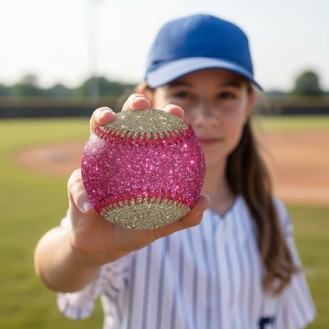 Pelota De Béisbol Béisbol de Chicas de esparkles rosados y dorados (Cool sparkle kid's baseball)