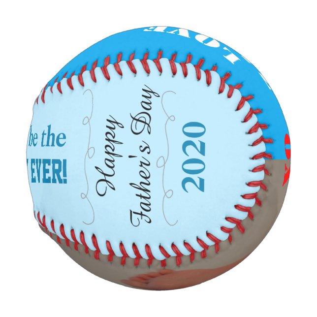 Pelota De Béisbol Béisbol de foto azul del niño del Día del Padre (Anverso derecho)