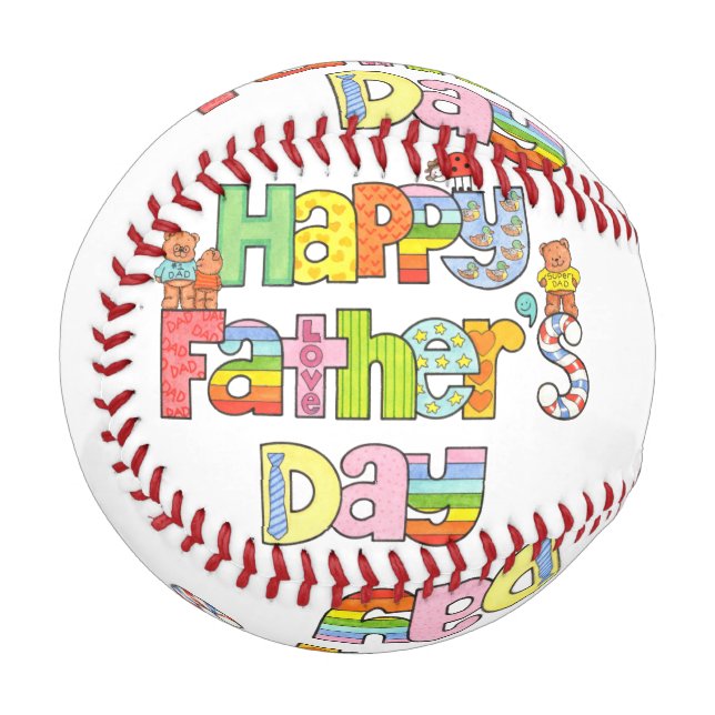 Pelota De Béisbol Béisbol del Día del Padre Feliz (Reverso derecho)