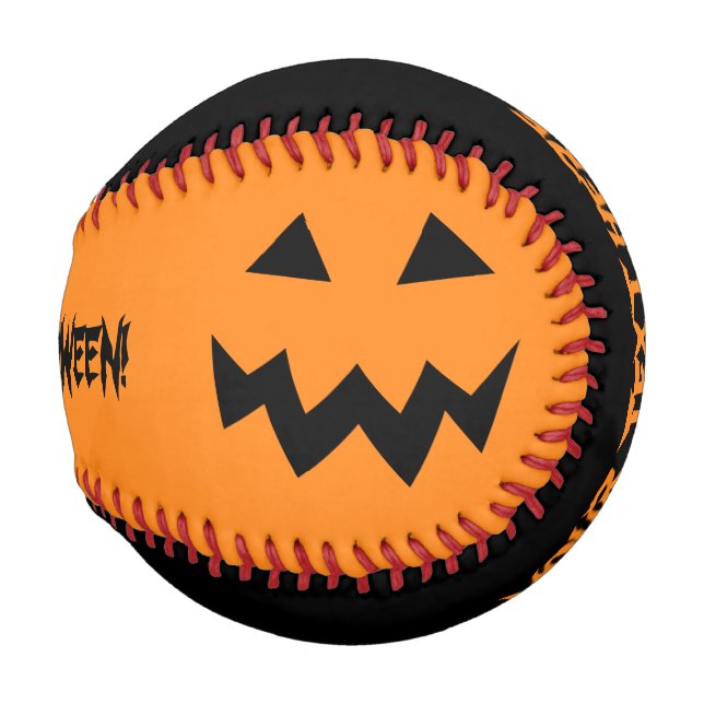 Pelota De Béisbol Béisbol del partido negro y naranja Halloween (Anverso derecho)