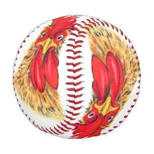 Pelota De Béisbol Béisbol gracioso con gallo curioso sorprendido