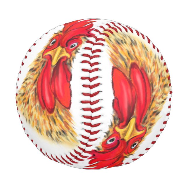 Pelota De Béisbol Béisbol gracioso con gallo curioso sorprendido (Angular)