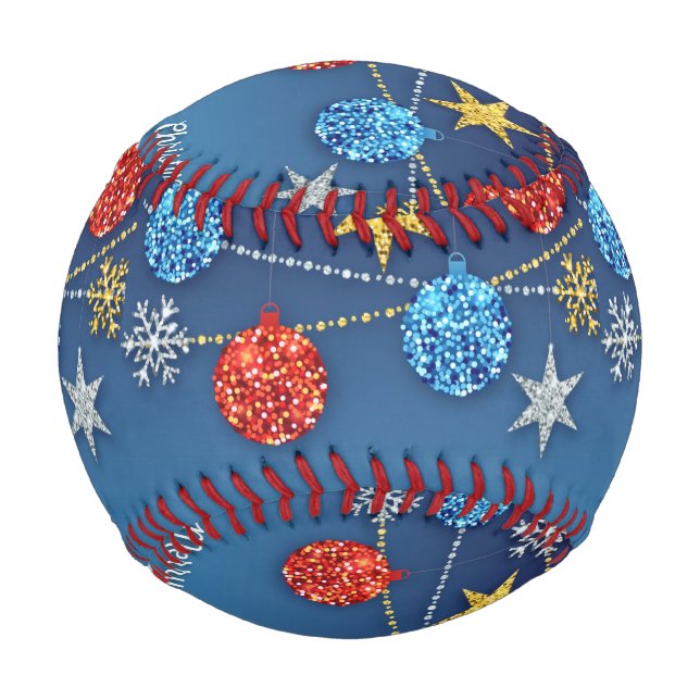 Pelota De Béisbol Béisbol Navidades Azules (Anverso)