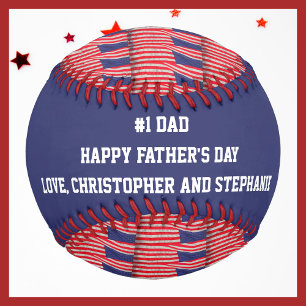 Pelota De Béisbol Béisbol patriótico, #1 Papá, Día del Padre, Ba