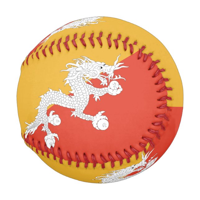 Pelota De Béisbol Béisbol patriótico con bandera de Bután (Anverso derecho)