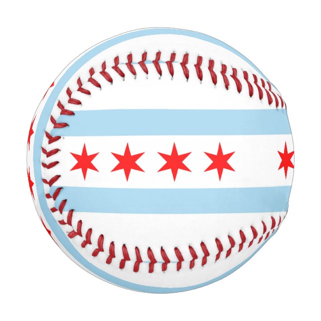 Pelota De Béisbol Béisbol patriótico con bandera de Chicago, Estados (Anverso izquierdo)