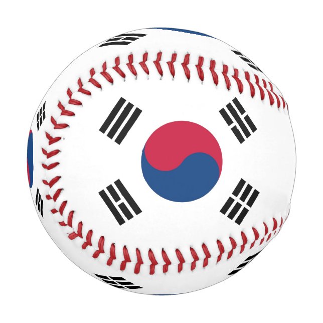Pelota De Béisbol Béisbol patriótico con bandera de Corea del Sur (Anverso izquierdo)