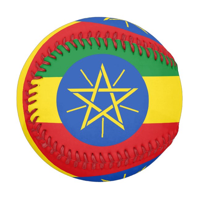 Pelota De Béisbol Béisbol patriótico con bandera de Etiopía (Anverso izquierdo)
