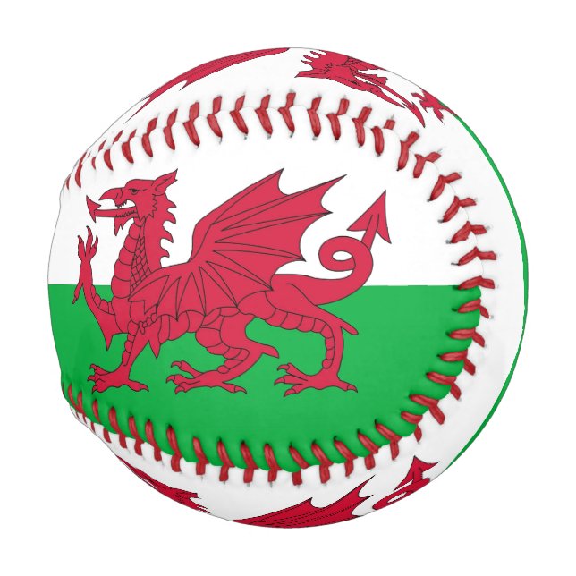 Pelota De Béisbol Béisbol patriótico con bandera de Gales (Anverso derecho)