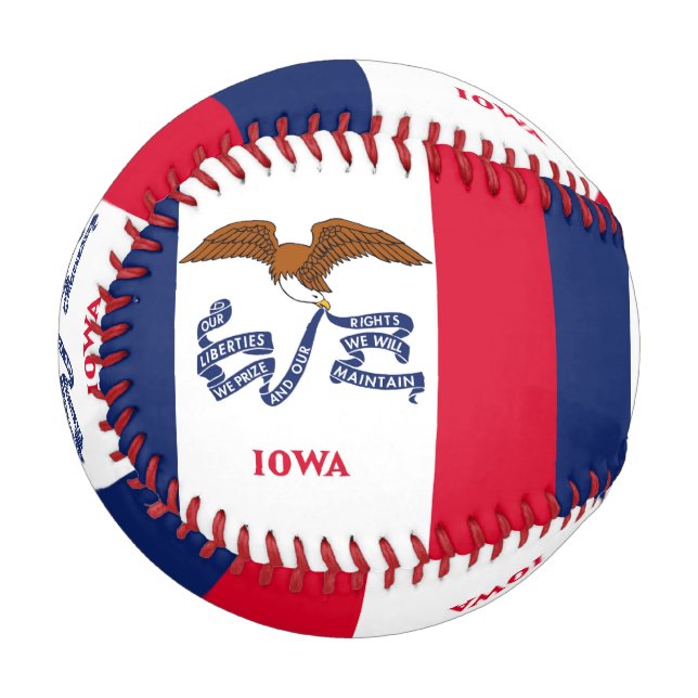 Pelota De Béisbol Béisbol patriótico con bandera de Iowa, Estados Un (Anverso izquierdo)