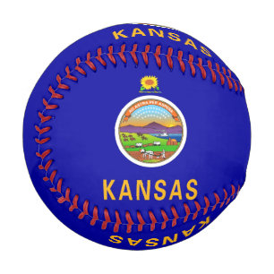 Pelota De Béisbol Béisbol patriótico con bandera de Kansas, Estados