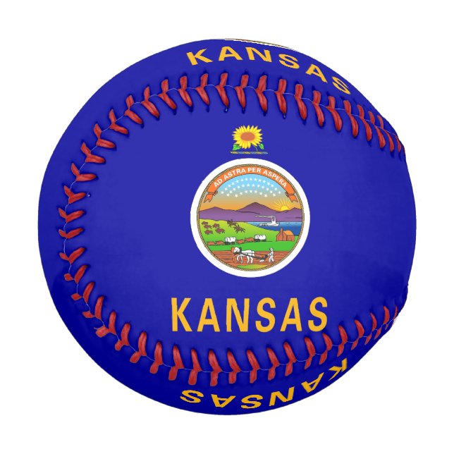 Pelota De Béisbol Béisbol patriótico con bandera de Kansas, Estados  (Anverso izquierdo)