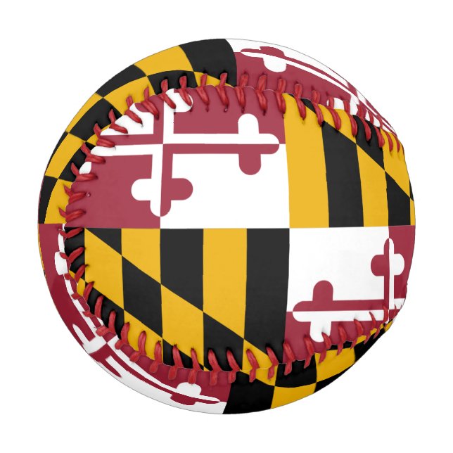 Pelota De Béisbol Béisbol patriótico con bandera de Maryland, Estado (Anverso izquierdo)