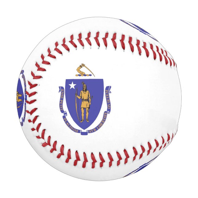 Pelota De Béisbol Béisbol patriótico con bandera de Massachusetts Es (Anverso izquierdo)