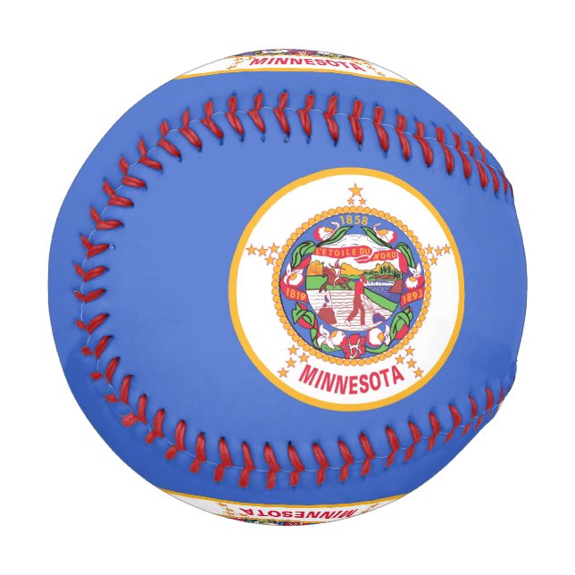 Pelota De Béisbol Béisbol patriótico con bandera de Minnesota, Estad (Anverso izquierdo)