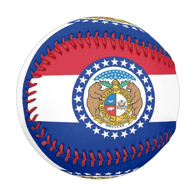 Pelota De Béisbol Béisbol patriótico con bandera de Misuri, Estados  (Anverso izquierdo)