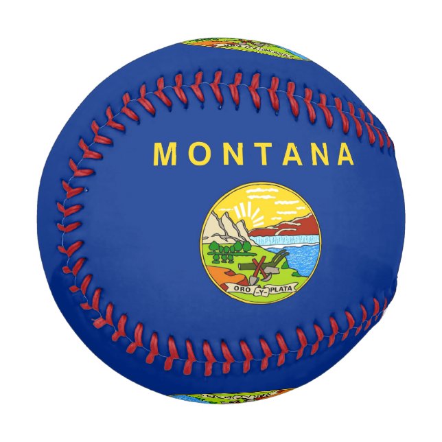 Pelota De Béisbol Béisbol patriótico con bandera de Montana, Estados (Anverso izquierdo)