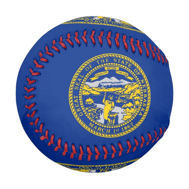 Pelota De Béisbol Béisbol patriótico con bandera de Nebraska, Estado (Anverso izquierdo)