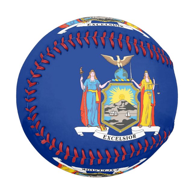 Pelota De Béisbol Béisbol patriótico con bandera de Nueva York (Anverso izquierdo)