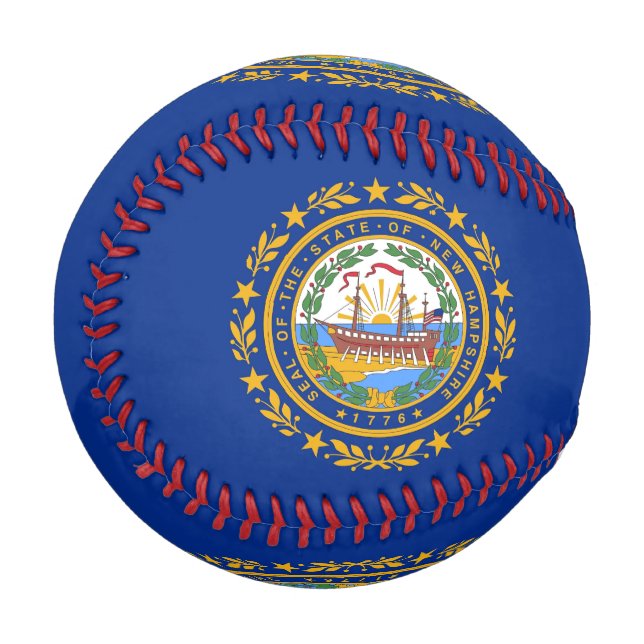 Pelota De Béisbol Béisbol patriótico con bandera de Nuevo Hampshire (Anverso izquierdo)
